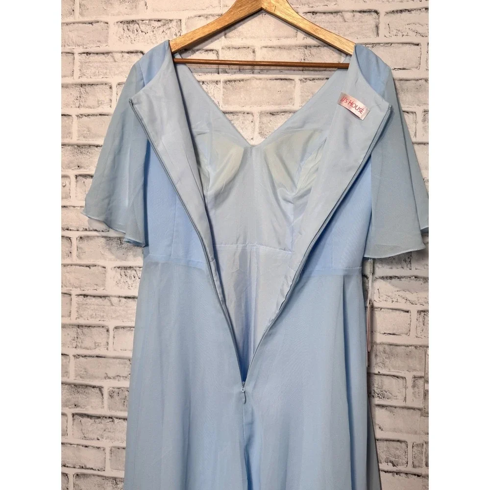 JJ's House Sky Blue Bridesmaid Dress Flutter Sleeve Cocktail Party US 10 - Picture 8 of 11